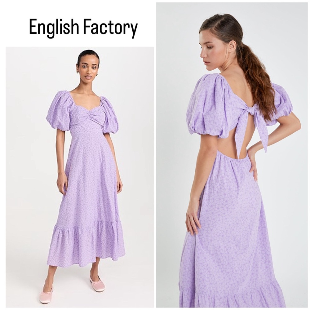 English Factory ~ Floral Print Back Bow Tie Maxi Dress